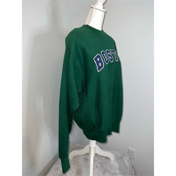 Women’s Crewneck “Boston” Pullover Sweatershirt Green XL - Picture 3 of 9